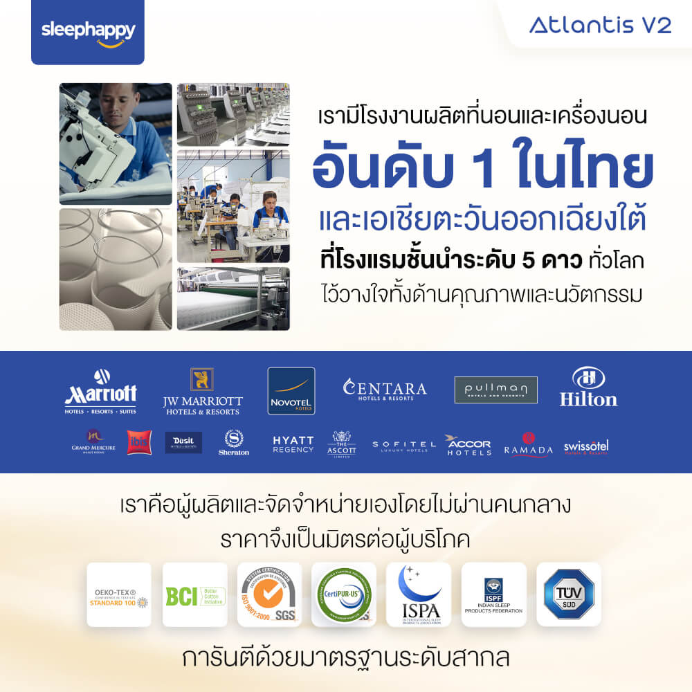 ที่นอน 3.5 ฟุต SLEEPHAPPY ATLANTIS V2 หนา 10 นิ้ว